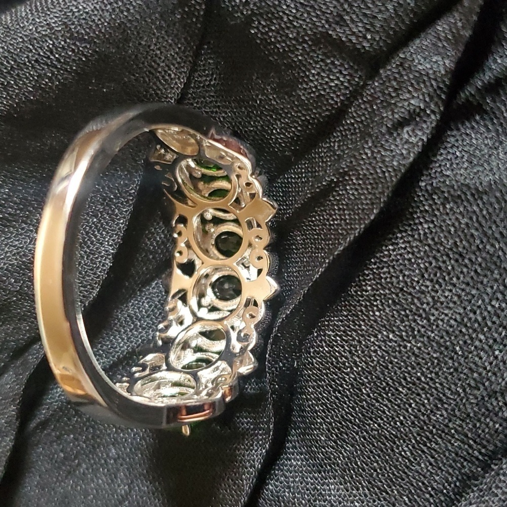 Chrome Diopside Half Eternity Band Ring in Platinum Over Sterling Silver - Picture 7 of 9